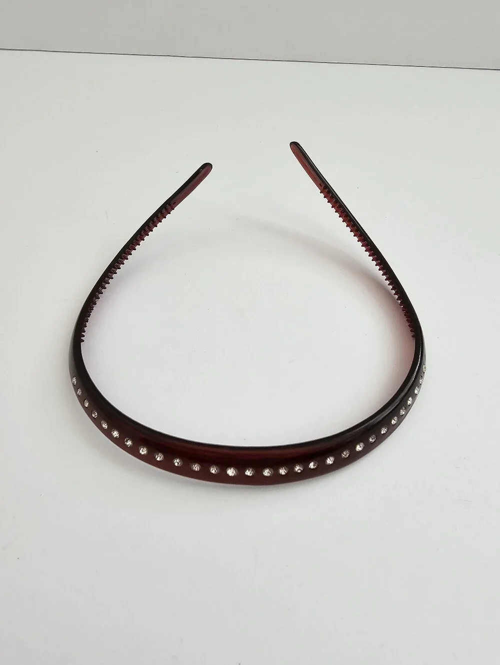 Vintage Rhinestone Faux Tortoiseshell Headband Translucent Burgundy Amber